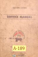 Axelson Lathe, Service & Parts Manual